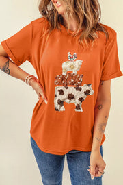 Farm Animal Appliqué Short Sleeve T-shirt