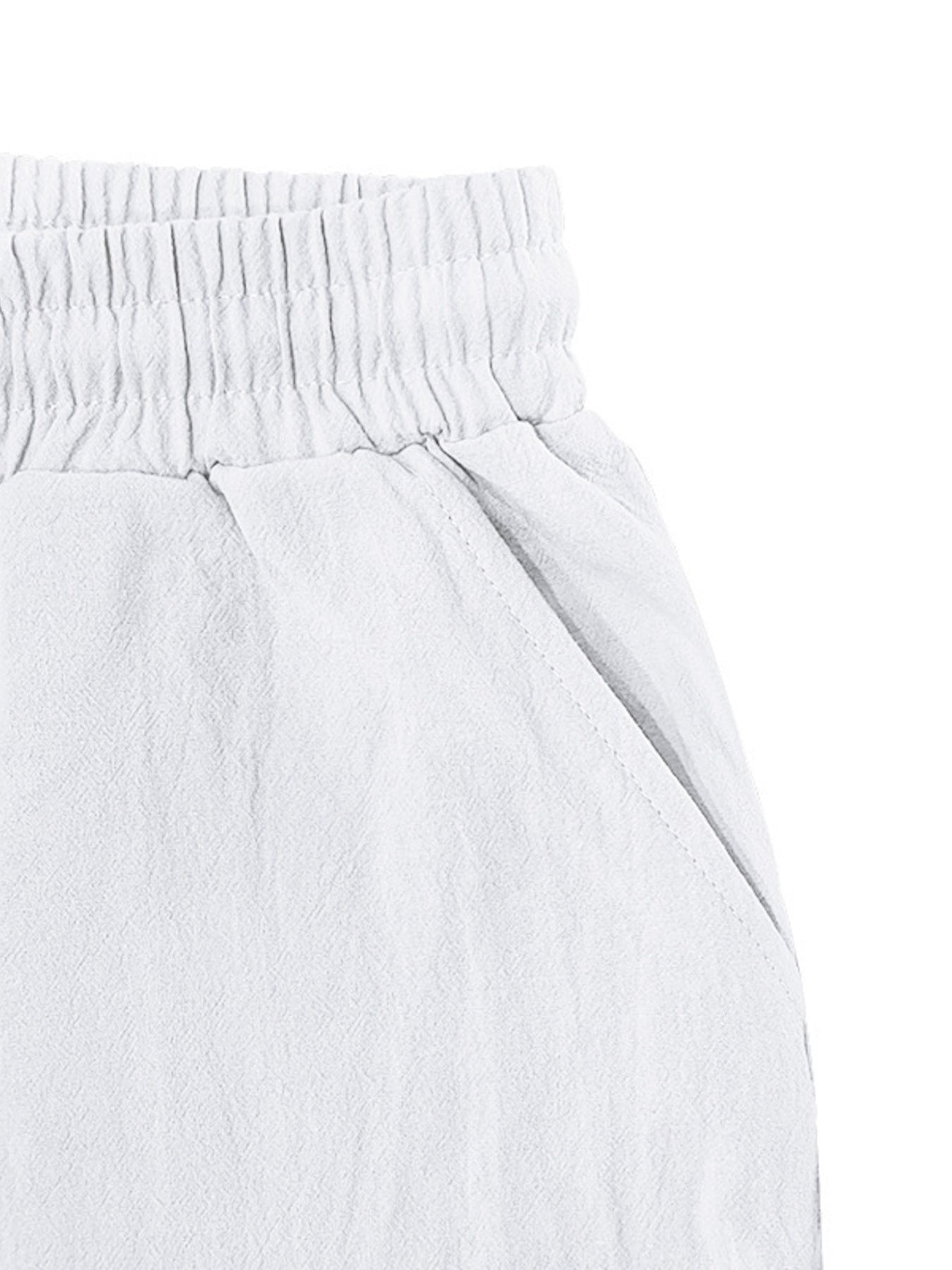 White cargo sweatpants with elastic waistband and drawstring detail
