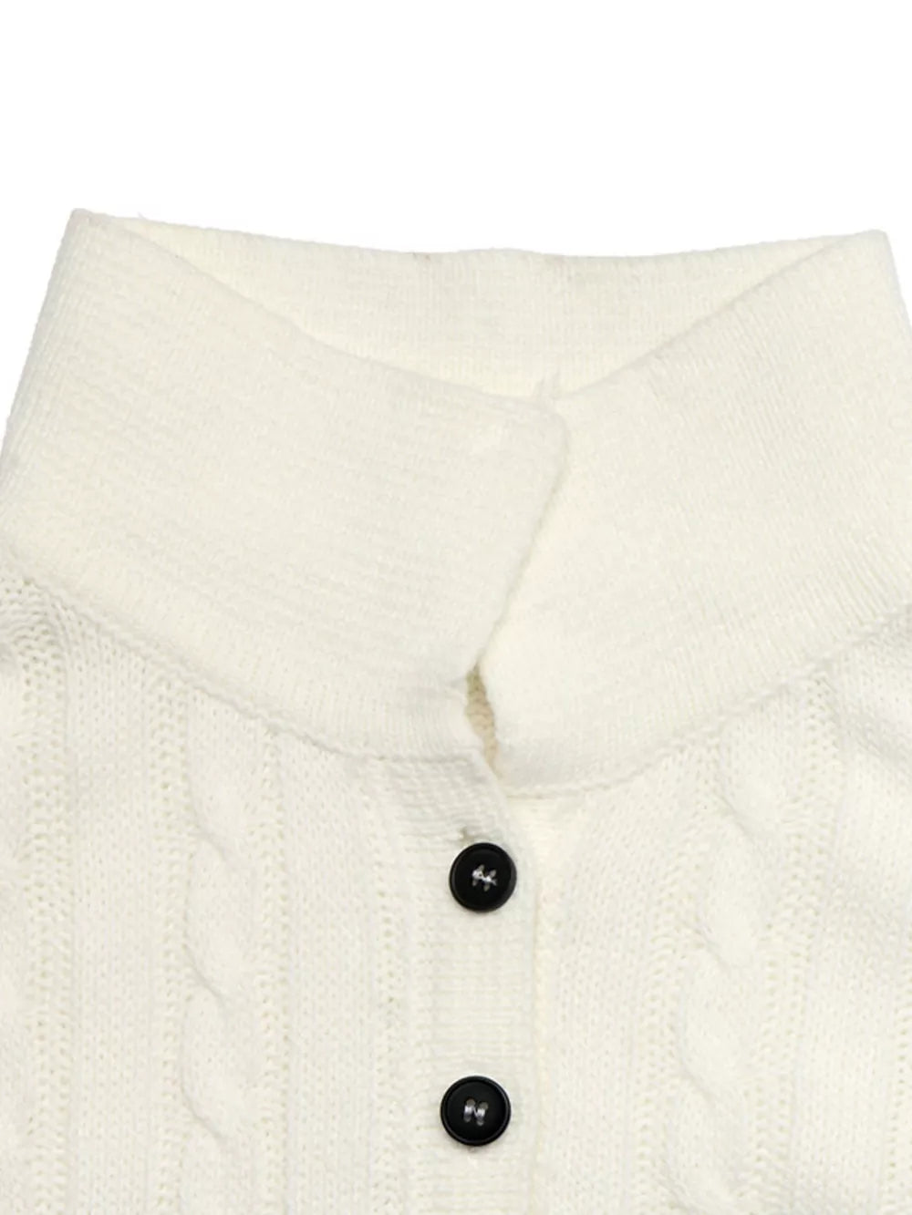 Cable Knit Long Sleeve Sweater in White, alternate angle