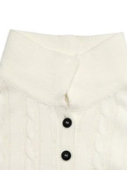 Cable Knit Long Sleeve Sweater in White, alternate angle
