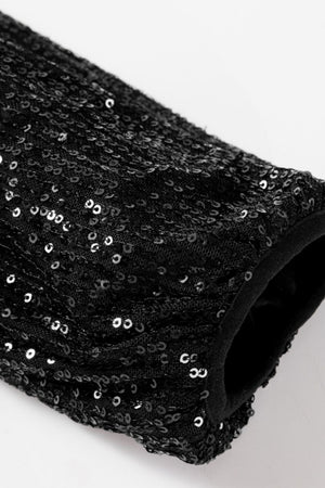 Black sequin bomber jacket with ribbed trim detail