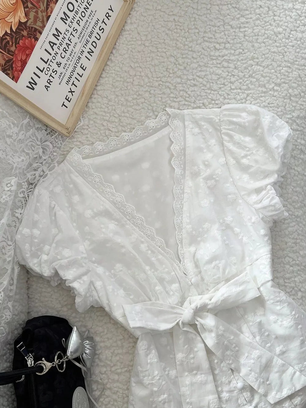 Lace Detail Bow Front Blouse, alternate angle