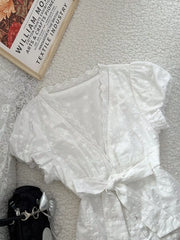 Lace Detail Bow Front Blouse, alternate angle