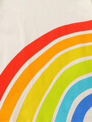 Toddler t-shirt with a vibrant rainbow graphic on cream cotton.