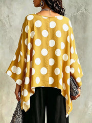 Polka Dot Asymmetrical Hem Blouse, back view