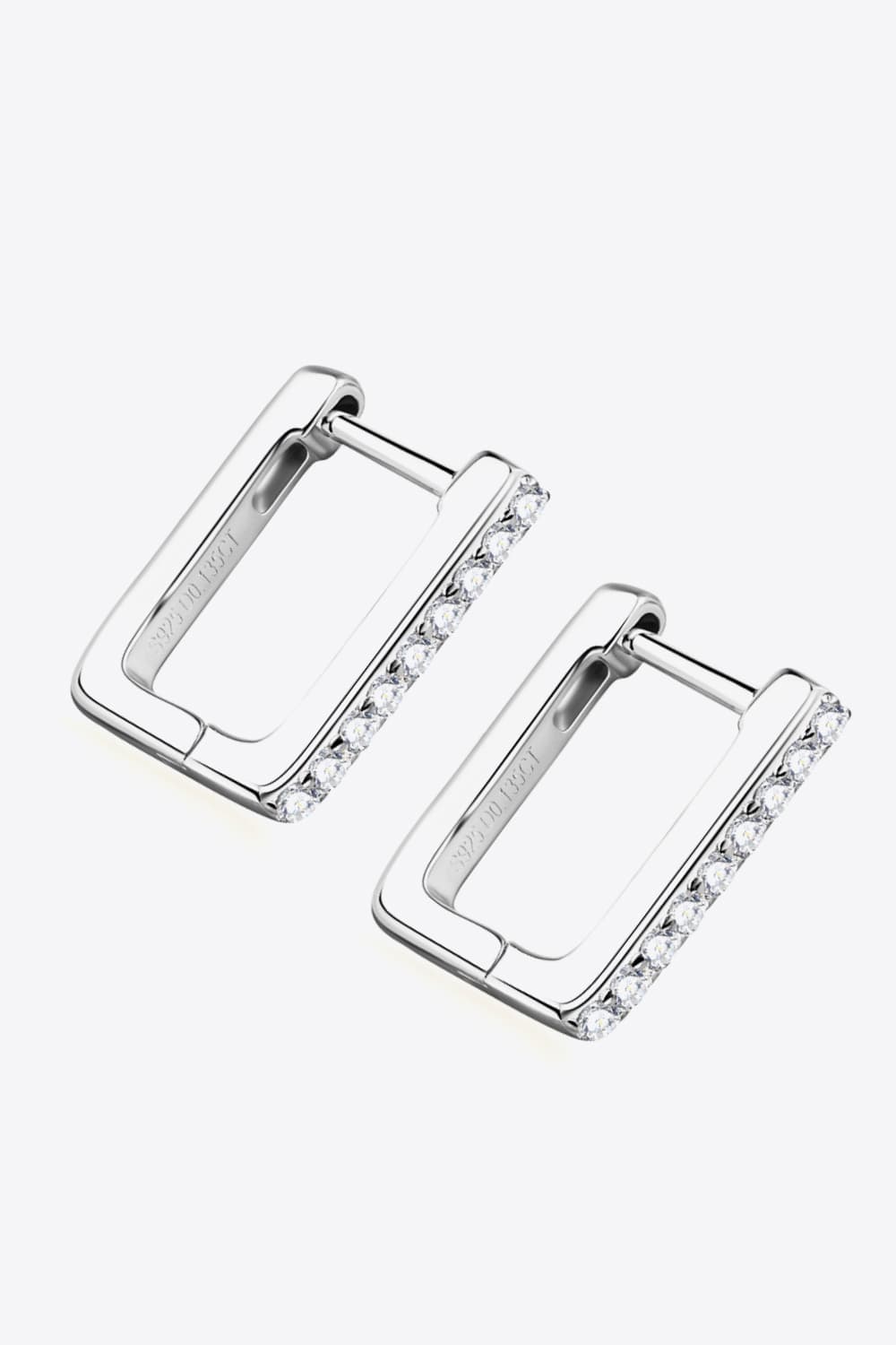 Silver pavé square hoop earrings with cubic zirconia detail