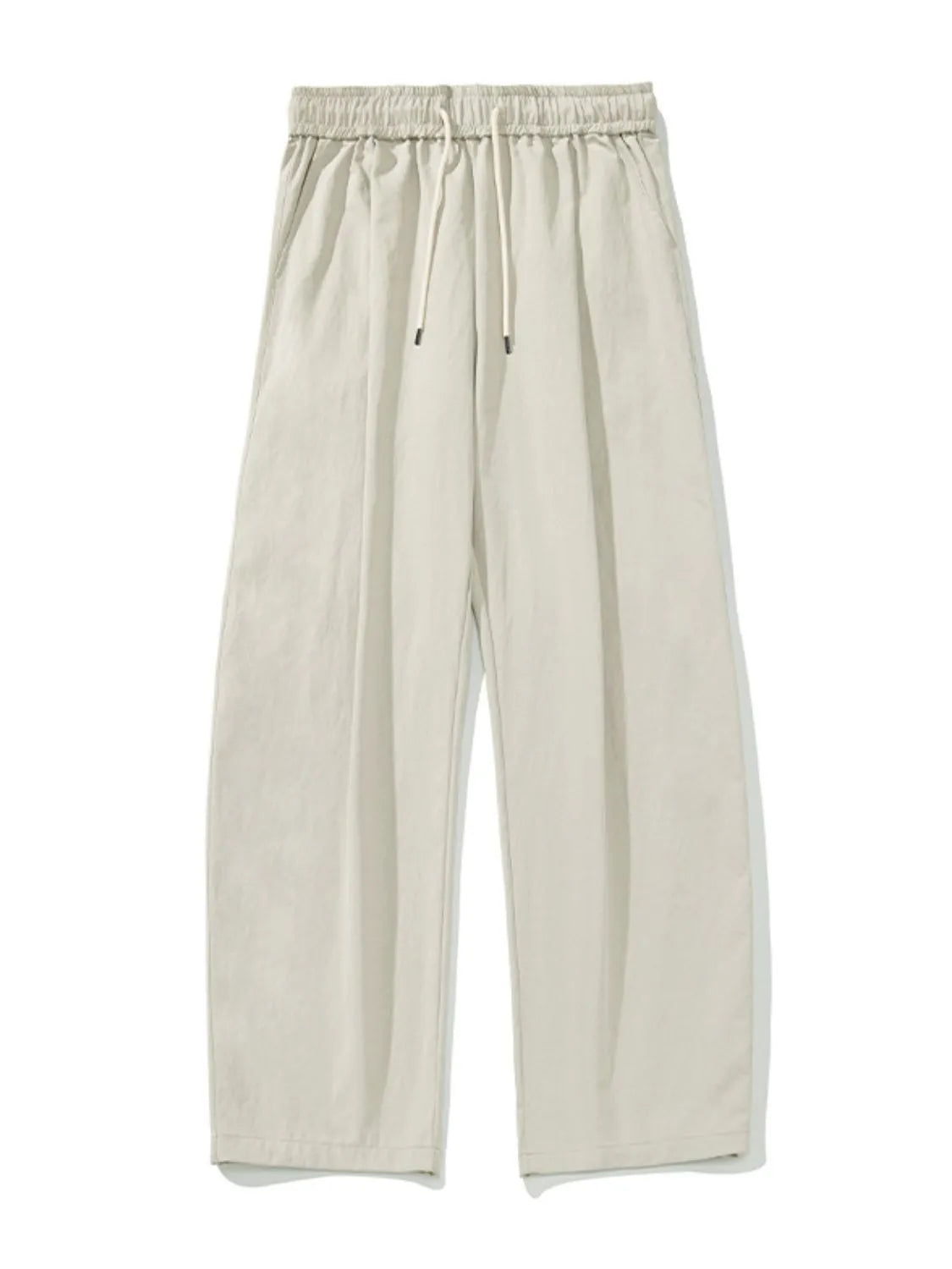 Balloon-fit drawstring trousers in taupe with a casual, wide-leg cut.