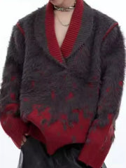Men's Plus Size Long Sleeve Loose Fit Sweater in Gray, model styling view