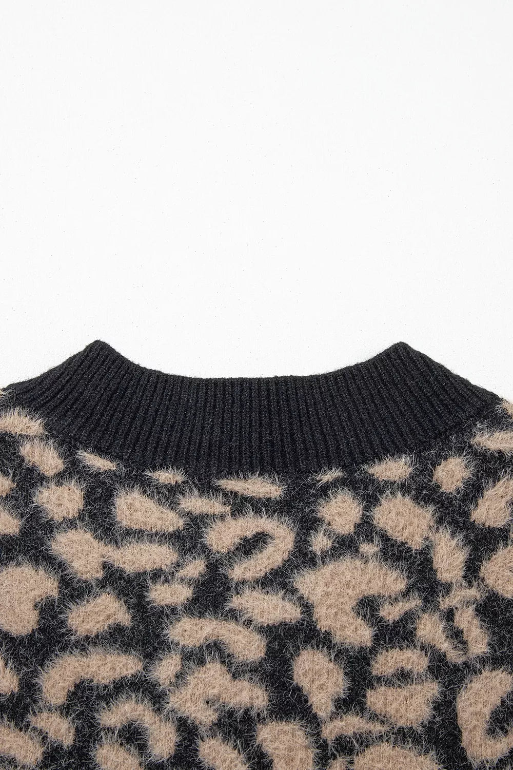 Leopard Print Knit Sleeveless Sweater Vest, fabric detail