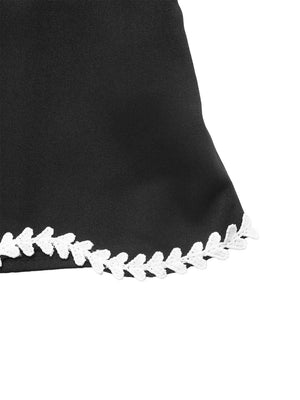 Contrast Trim Flare Sleeve Blouse in Black, alternate angle