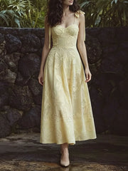 Sweetheart Neck Tie-strap Dress in White, view 14