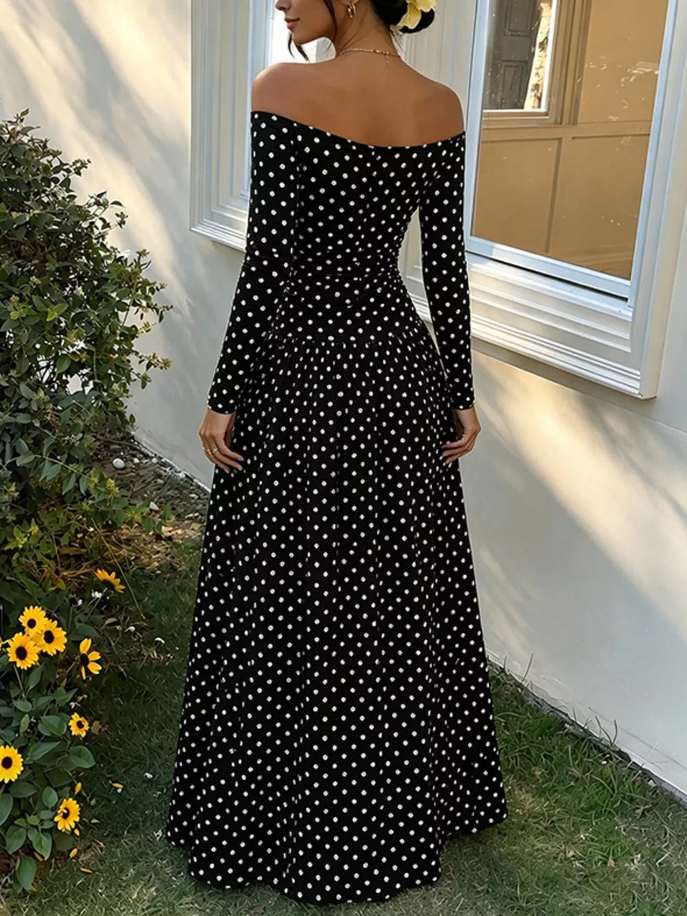 Off-the-shoulder Maxi Dress in Brown, view 17