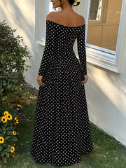 Off-the-shoulder Maxi Dress in Brown, view 17