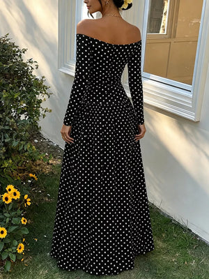 Off-the-shoulder Maxi Dress in Brown, view 17