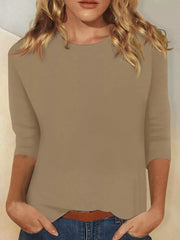 Solid Color Round Neck T-shirt in Green, product detail