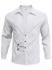 White long-sleeve men's casual shirt with button detail
