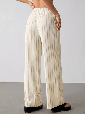 Striped Wide-leg Drawstring Pants, view 21