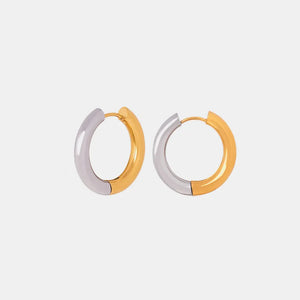 Gold two-tone segmented hoop earrings with a polished finish.