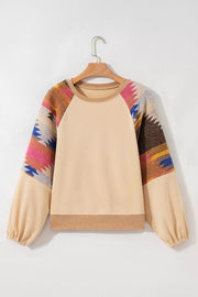 Sequined Rodeo Graphic Aztec Bubble Sleeve Sweatshirt, back view