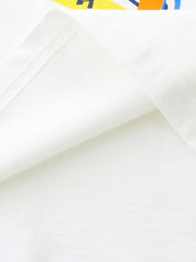 White 100% cotton toddler t-shirt with racing car graphic detail