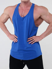Royal Blue scoop neck workout tank top with a relaxed fit.