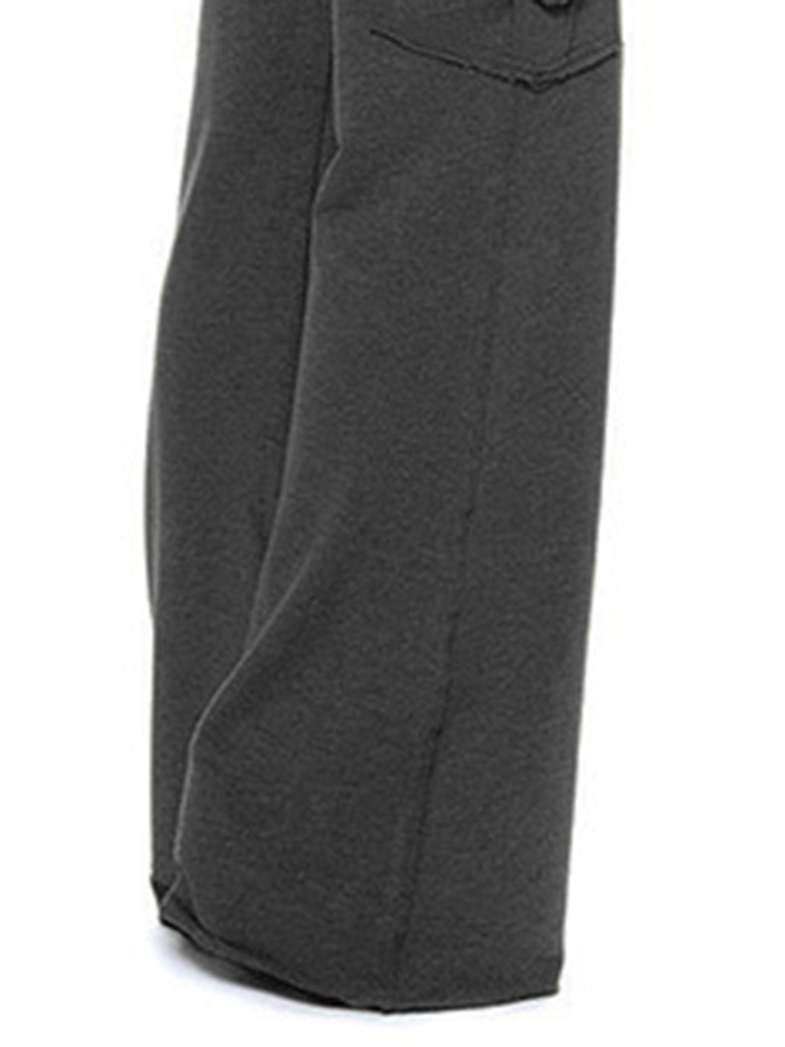 Cargo-inspired wide-leg drawstring trousers in heather gray with a textured fabric detail.