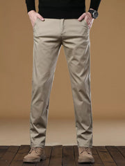 Men's Stretch Fit Casual Pants in Dark Gray, close-up detail