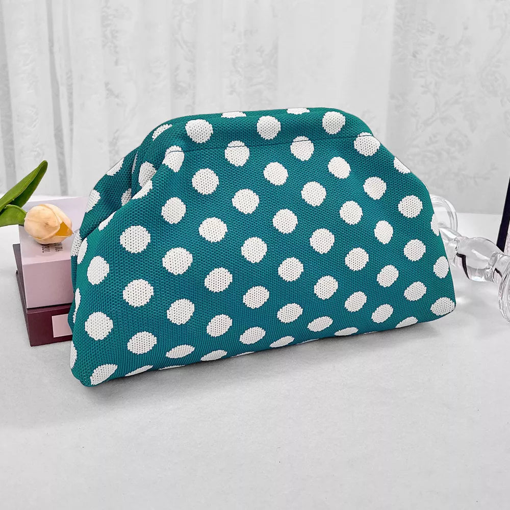 Polka Dot Knit Clutch Bag, alternate angle