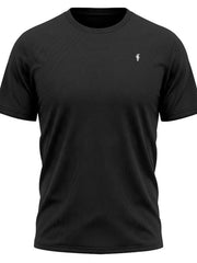 Men's Classic Fit Crew Neck T-shirt Plus Size in Black, close-up detail