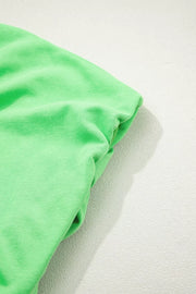 Green cotton drawstring outfit set detail