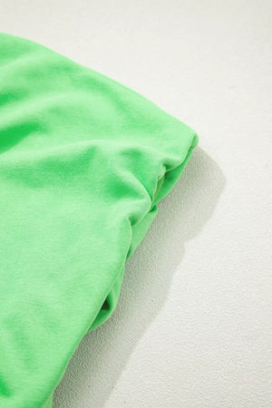 Green cotton drawstring outfit set detail