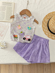 Children's Flower Sleeveless Top And Shorts Set, side view
