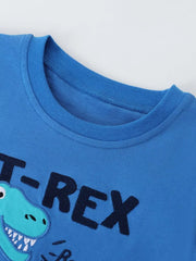 Children's Dinosaur Embroidered T-shirt And Shorts Set, close-up detail