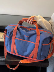 Navy Oxford Cloth Travel Bag With Contrast Accents