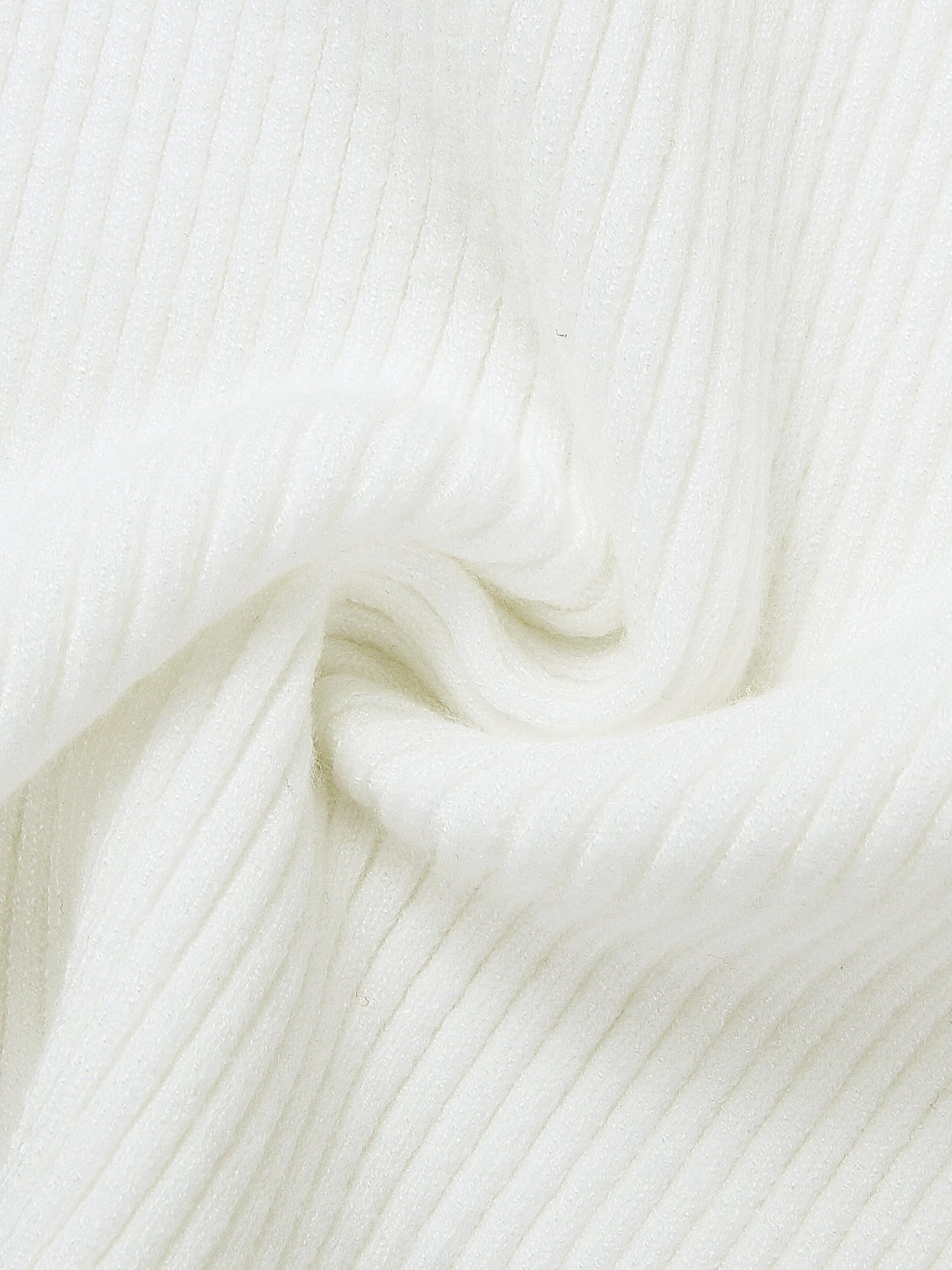 White ribbed crew neck fitted tee, close-up of fabric texture.