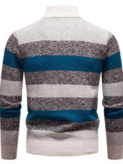 Men's Plus Size Striped Quarter-zip Sweater, close-up detail