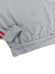 Grey loungewear set sweatshirt with red stripe detail on sleeve cuff and hem