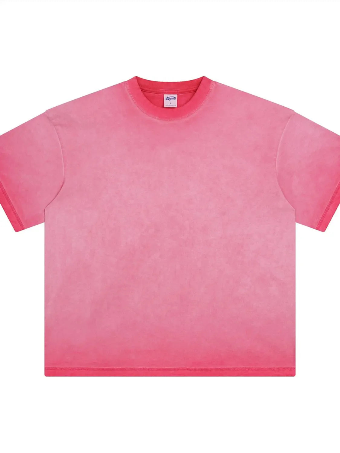Pigment-dyed oversized tee in Hot Pink with a crew neck and short sleeves.