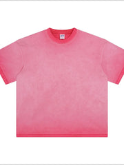 Pigment-dyed oversized tee in Hot Pink with a crew neck and short sleeves.