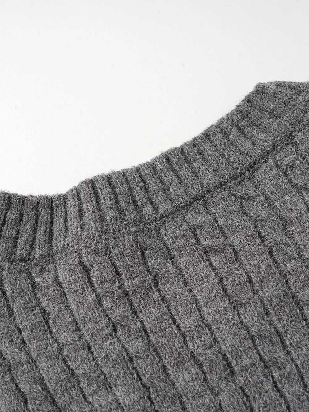 Men's Ribbed Short Sleeve Knit Top in Gray, fabric detail