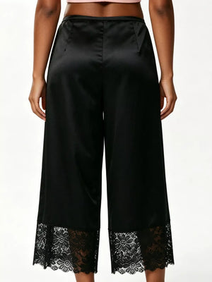 Lace Trim Wide-leg Cropped Pants in White, view 14