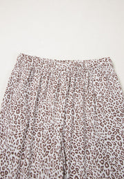 Leopard print relaxed fit pajama pants with elastic waistband