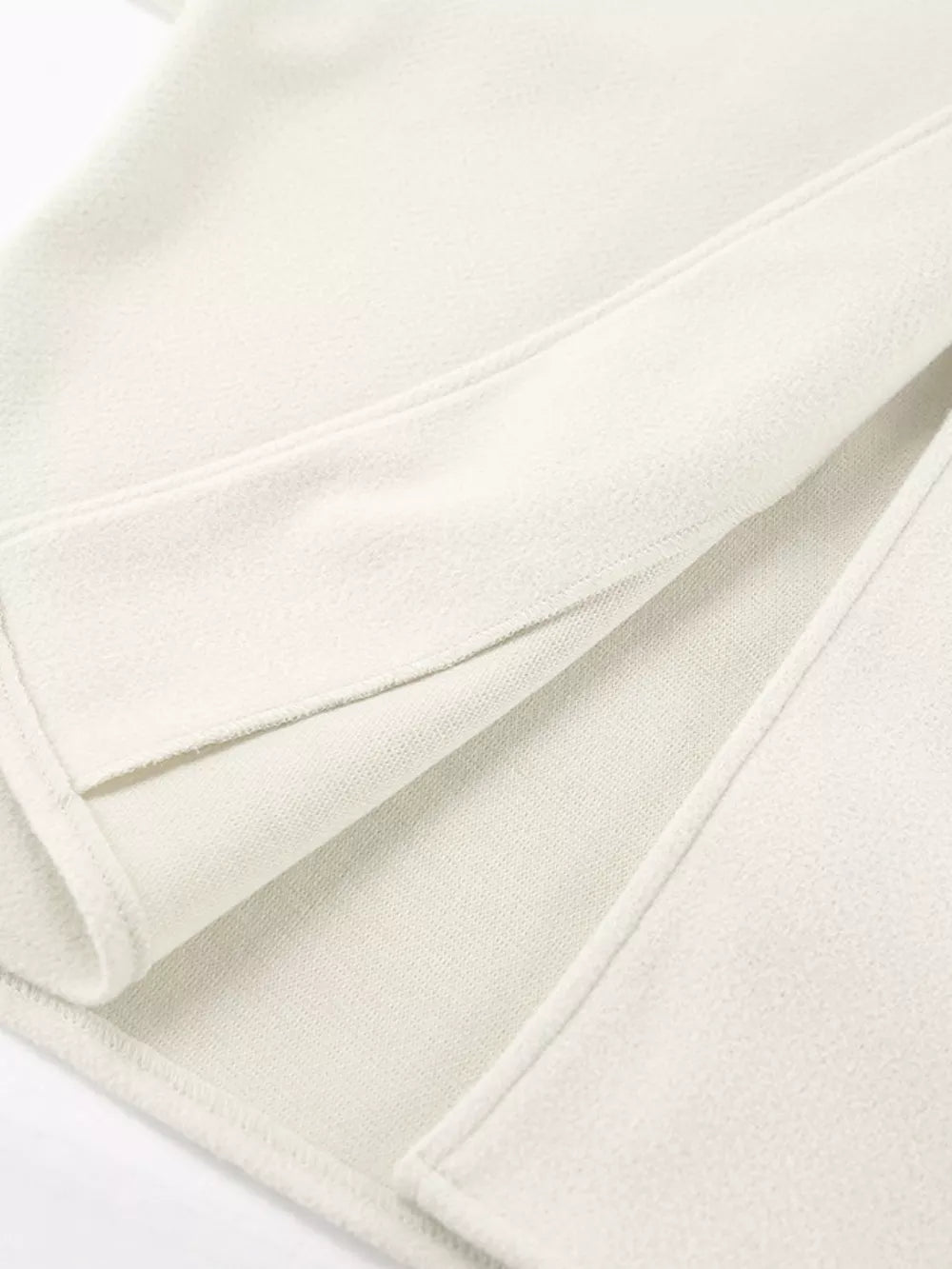 Elegant Stand Collar Open Front Outerwear in White, editorial view