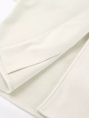 Elegant Stand Collar Open Front Outerwear in White, editorial view