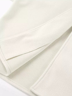 Elegant Stand Collar Open Front Outerwear in White, editorial view