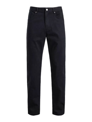 Black cotton sweatpants with a classic fit and comfortable feel.