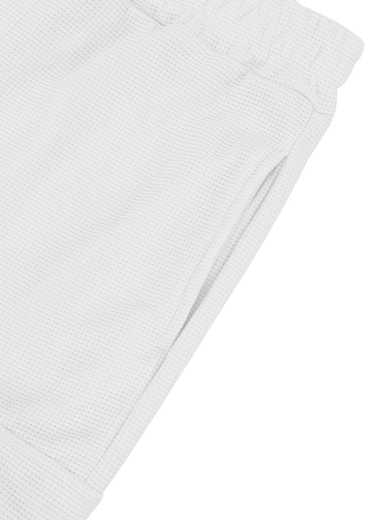 White waffle knit joggers with side pockets