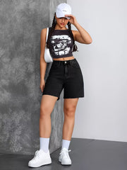 Sculpted High-waisted Denim Shorts