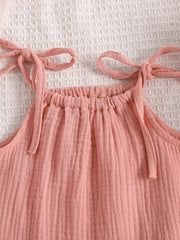 Children's Textured Cami And Shorts Set in Sea Blue, close-up detail