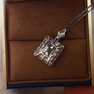0.5 Carat Sterling Silver Geometric Necklace, side view